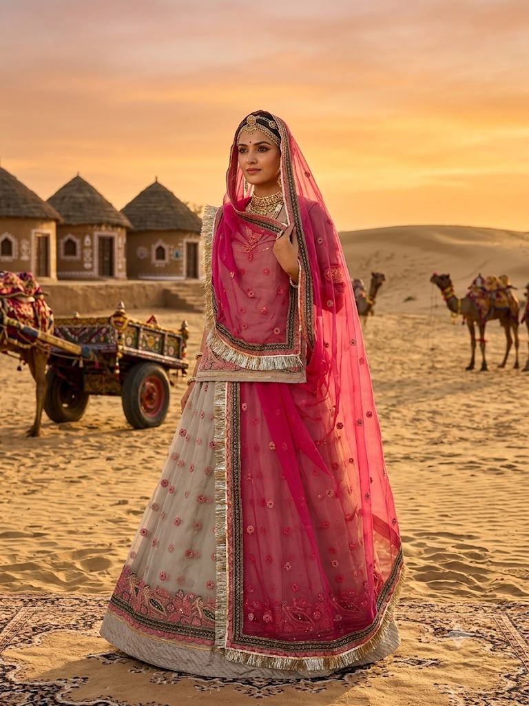 Rani Sa Gulabi Semi Stitched Poshak