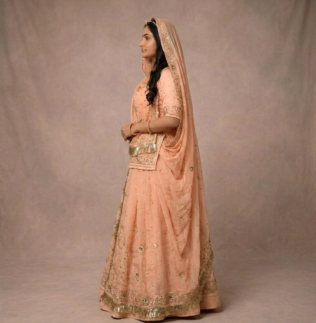 Peach Kundan Poshak alternate view