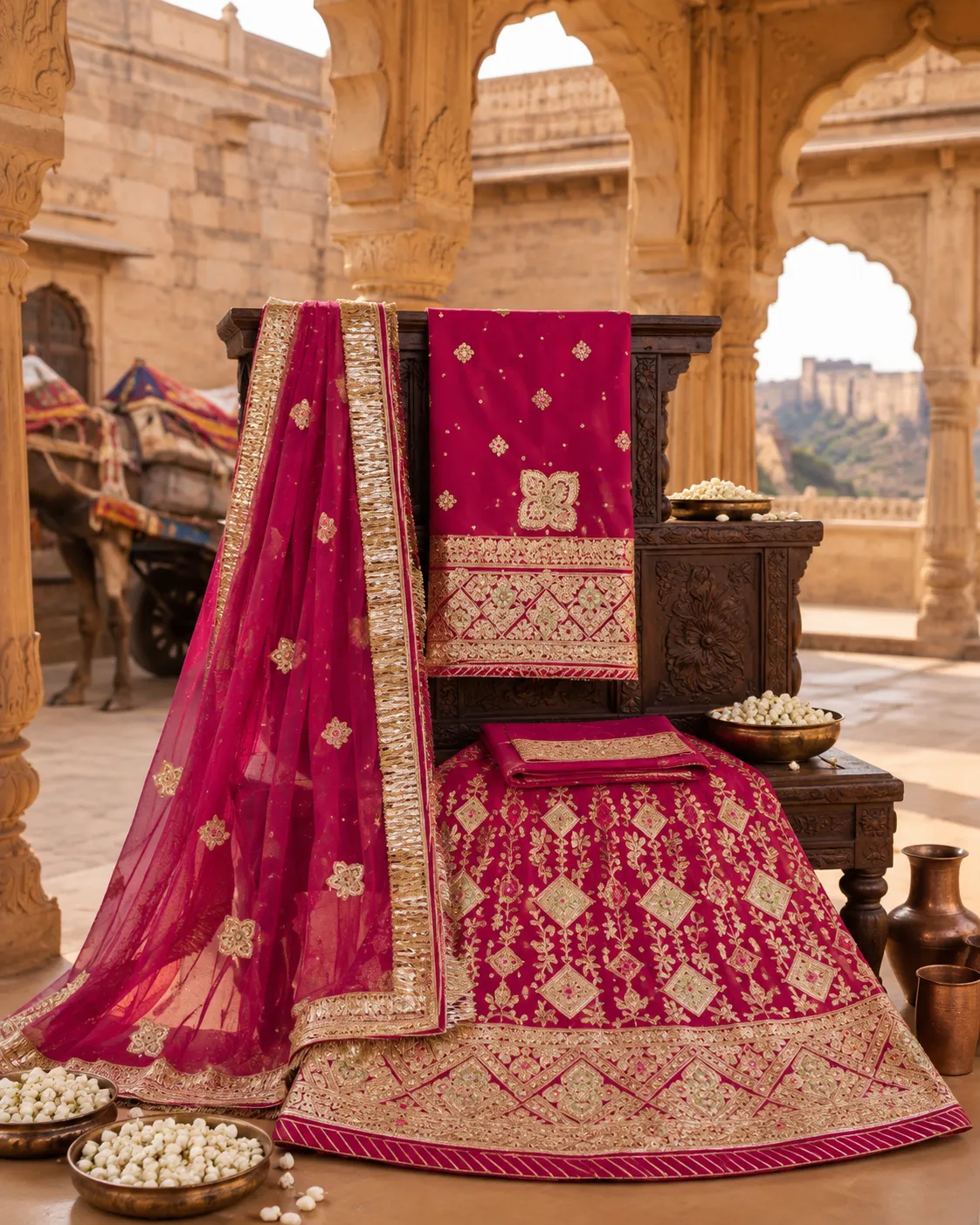 Gulnaar Rajsi Semi Stitched Poshak Rajputi poshak – Heavy Quality with Heavy Border Work – view 2