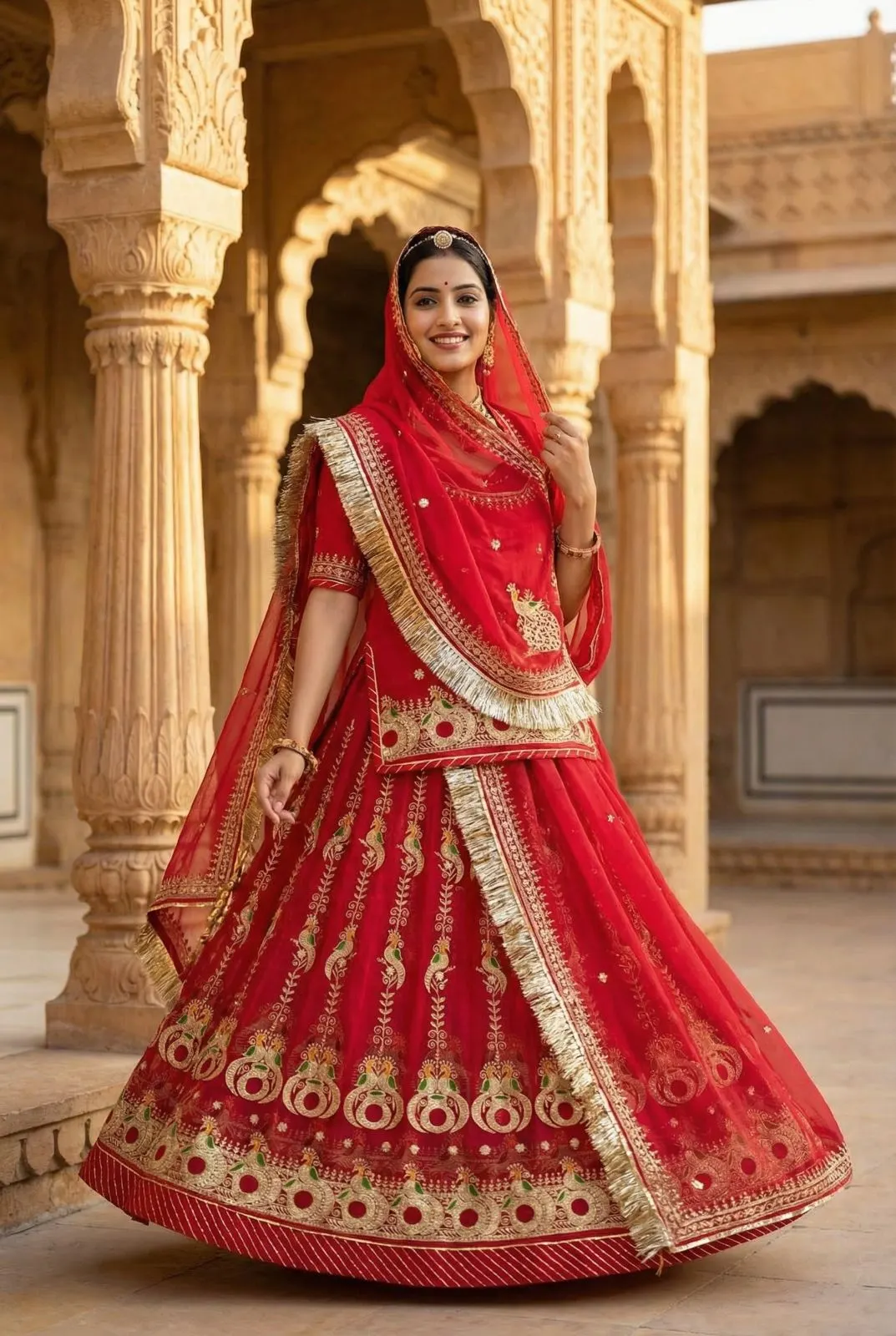 Laal Mor Semi Stitched Poshak