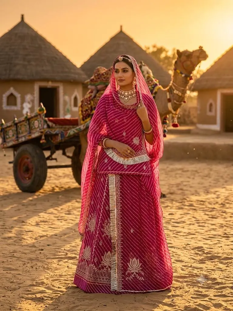 Gulnaar Leheriya Semi Stitched Poshak