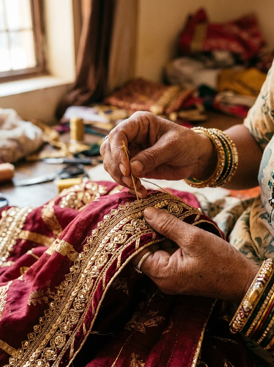 Precision stitching service for custom poshak tailoring